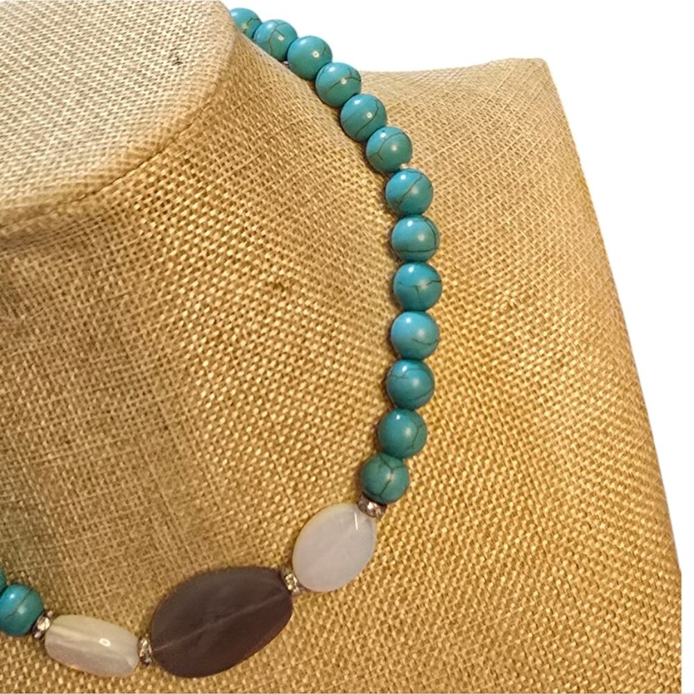Lia Sophia Kiam RHYTHMIC Necklace $158 Turquoise, Agate, Crystals, & Glass Bead - Picture 4 of 11